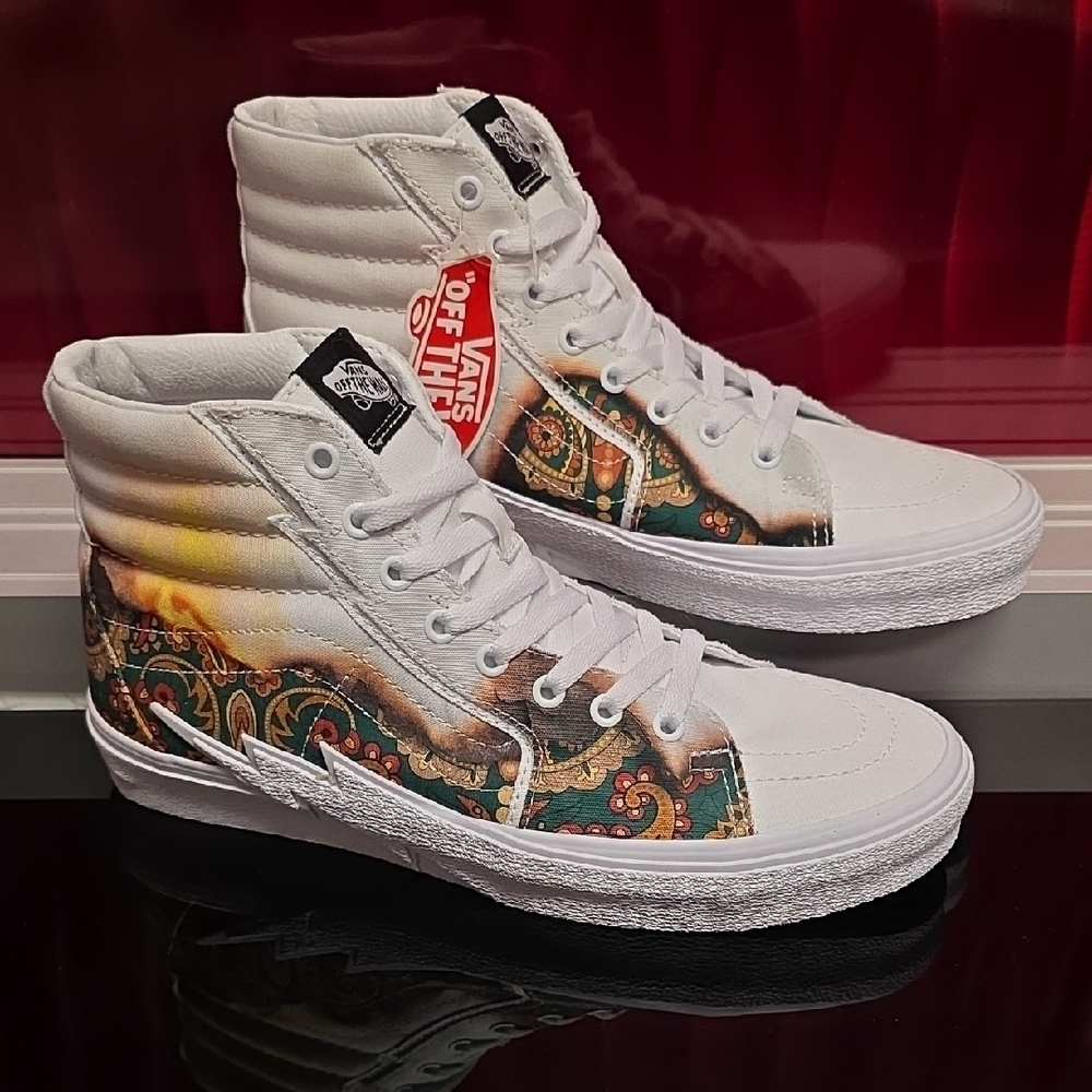 Vans Sk8 Hi Bolt Big Reveal True White Paisley Sunset Men's 9.5 Women's 11 New